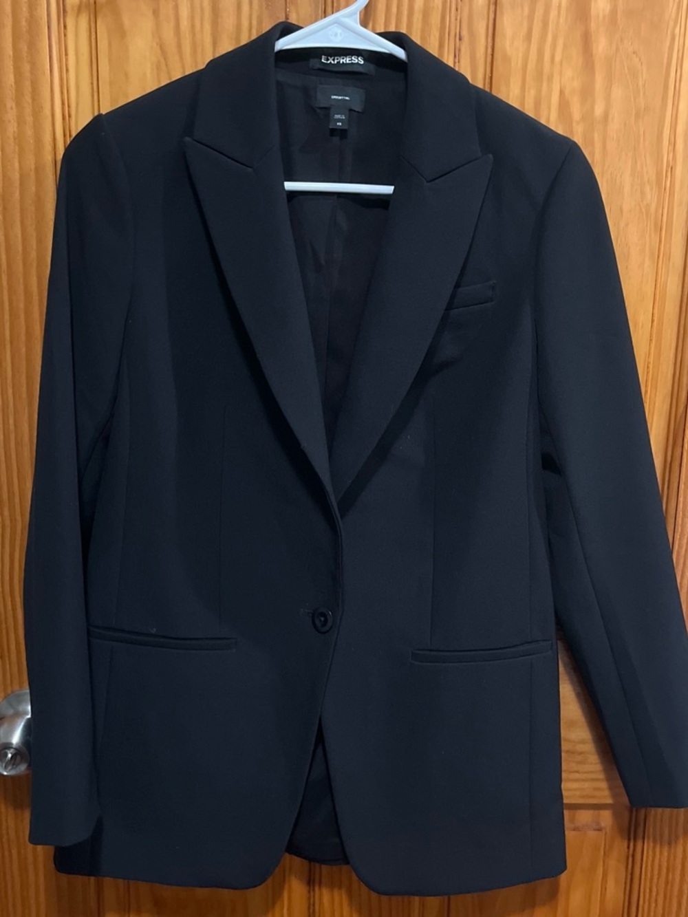 Express Black Single-Button Notch Lapel Blazer